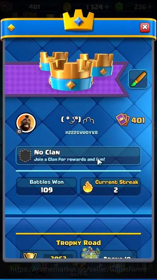 Clash Royale Accounts High-End Lvl 401|KTL 9|Trophy 3052|Card 52/121|1 Hero 3 EVO 3 Legend 12 Epic 14 Rare 15 Common|Take 2