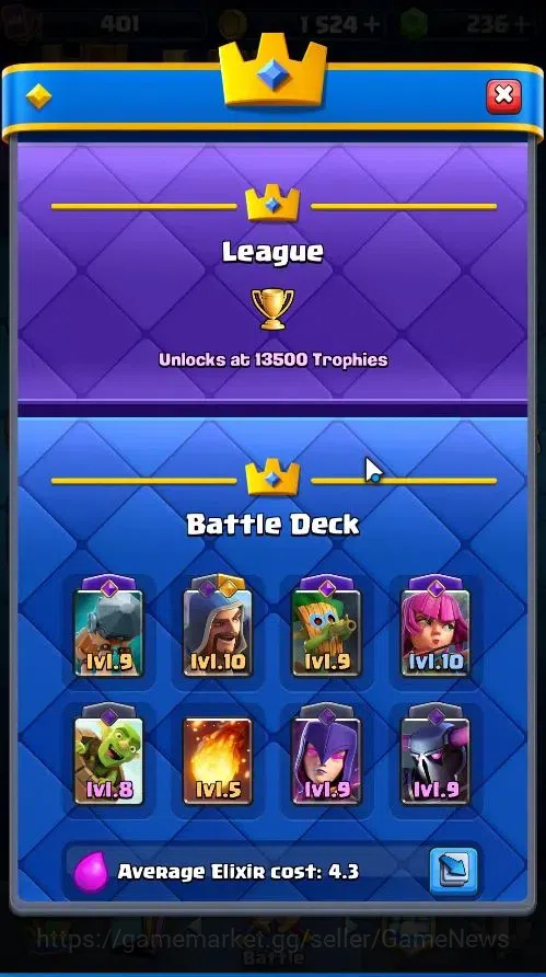 Clash Royale Accounts High-End Lvl 401|KTL 9|Trophy 3052|Card 52/121|1 Hero 3 EVO 3 Legend 12 Epic 14 Rare 15 Common|Take 5