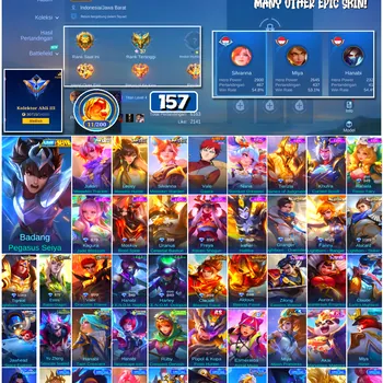 Mobile Legends: Bang Bang Accounts #4593 157 Skins | Badang Pegasus Seiya (SAINT SEIYA) | Vale Gaara (NARUTO) | Freya Raven