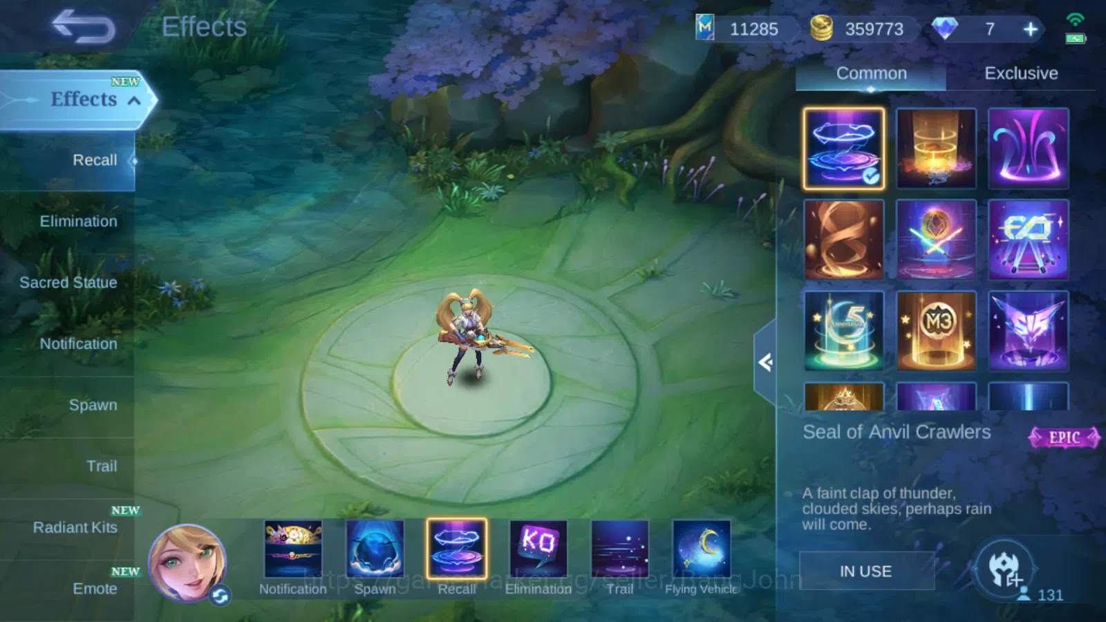 Mobile Legends: Bang Bang Accounts Hero 131 | Skin 322 | Glory | Recal Epic Biru |  T image 12