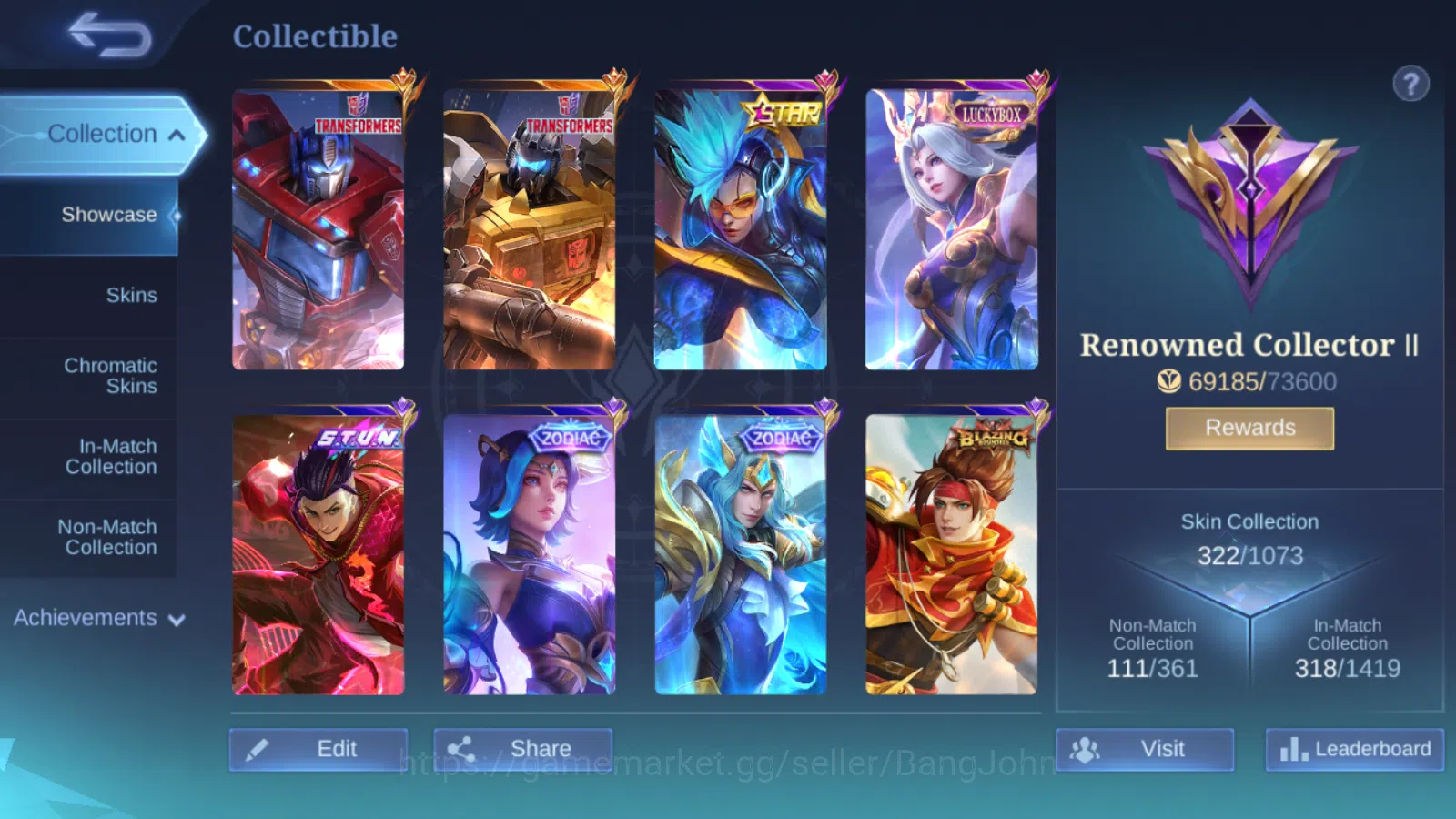 Mobile Legends: Bang Bang Accounts Hero 131 | Skin 322 | Glory | Recal Epic Biru |  T image 3