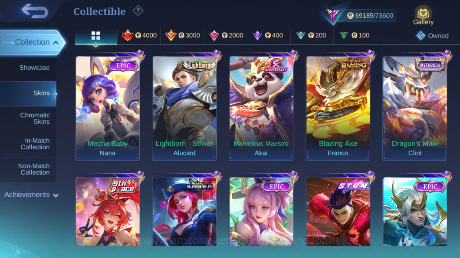 Mobile Legends: Bang Bang Accounts Hero 131 | Skin 322 | Glory | Recal Epic Biru |  T image 6