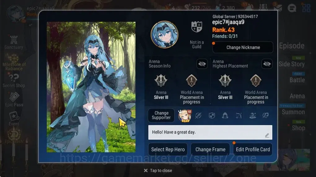 Epic Seven Accounts High-End Global|8ML (LQC, SSez, SPolitis, ALaika, MChloe,Etc.)|PoH+Bless+Theater ON|Stove Unverif(ES728Z) 5