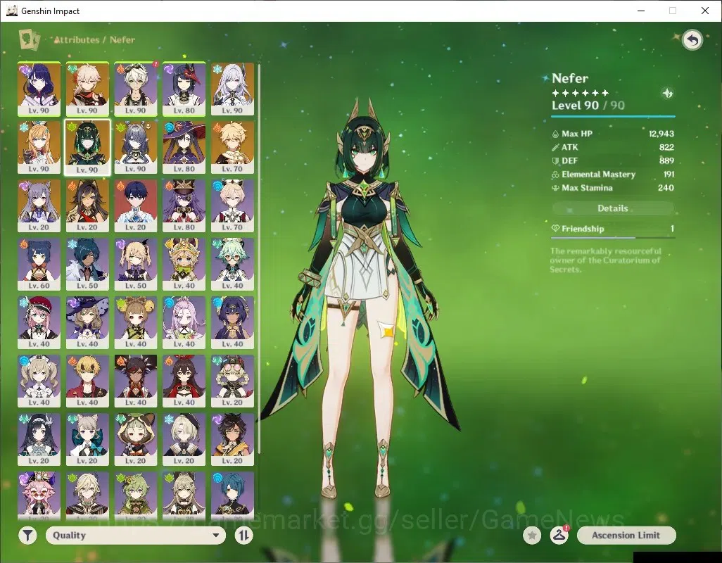 Genshin Impact Accounts ASIA|AR 56|PremTeam Nefer|6 Limited + 6 (*5Wep)|[R image 8