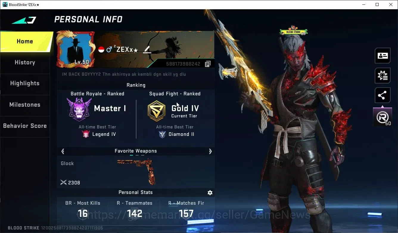 Blood Strike Accounts Collab Skin ASIA|Collab OPM Ethan-Mumen Rider|12 ULTRA [3 PitchStrike,SKS,SCAR,URB,Etc]|LMT 2