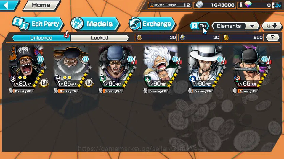 One Piece Bounty Rush Accounts Mid-Tier Global|6 EX|TFE MAarshal D.Teach,5 Elder St.Saturn,Bp Kuzan,RO Roronoa Zoro,G5 3