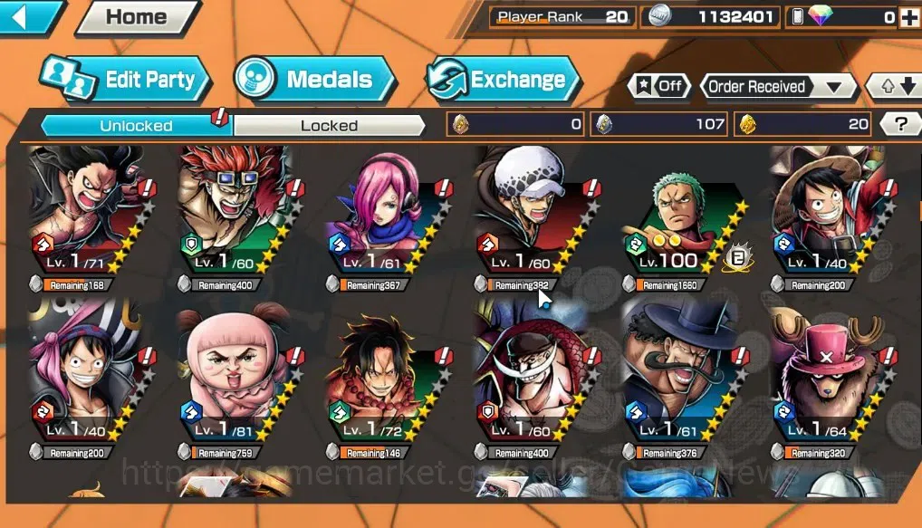 One Piece Bounty Rush Accounts Global|4EX 1MAX|King of the Pirates Gol D. Roger,S image 12