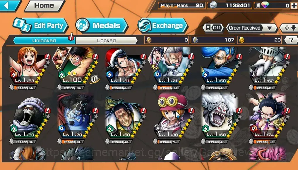 One Piece Bounty Rush Accounts Global|4EX 1MAX|King of the Pirates Gol D. Roger,S image 13