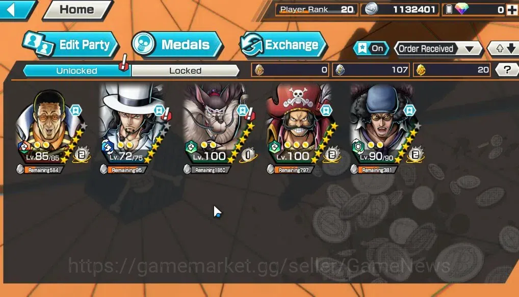 One Piece Bounty Rush Accounts Global|4EX 1MAX|King of the Pirates Gol D. Roger,S image 5