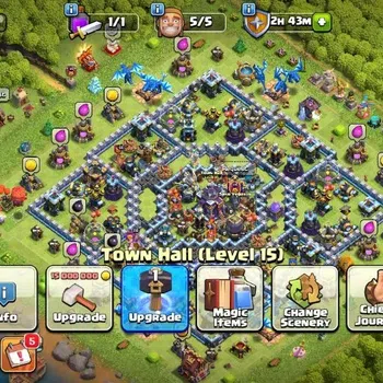Clash of Clans Accounts High-End TH15-BH8|LVL 136|League Witch17|Ghost Queen Skin|BK66,AQ66,MP34,GW28,RC12|CN OFF