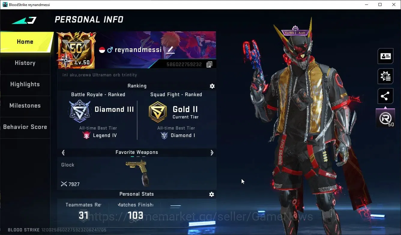 Blood Strike Accounts ASIA|ETERNAL DeAgle+Collab TR MCX,FN2K,Takemchi,7D image 2