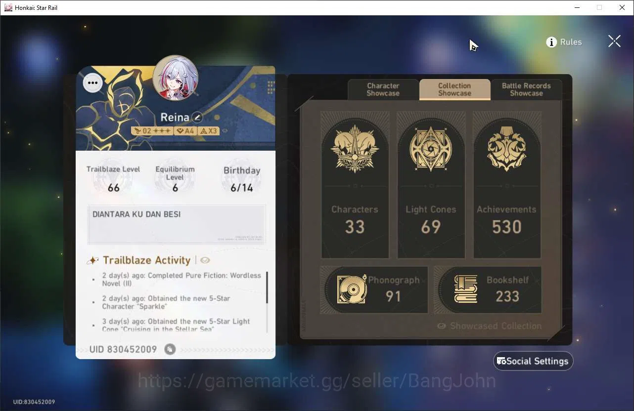Honkai Star Rail Accounts ASIA TL66|7 Limit|S1:Cerydra/Acheron/Dan Heng PT|F image 19