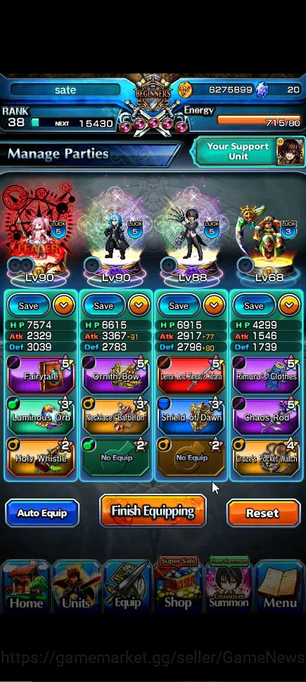 Grand Summoners Accounts Global|Rank 38|3 Ascend+1 TW|(Dablo)+TW,Demon Lord image 14