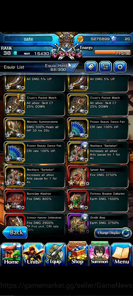 Grand Summoners Accounts Global|Rank 38|3 Ascend+1 TW|(Dablo)+TW,Demon Lord image 8