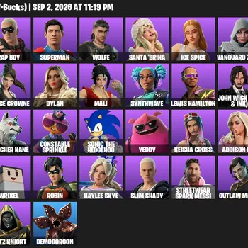 Fortnite Accounts 44 Skins | Level 357 | Lionel Messi, Slim Shady + Demogorgon | All Platforms