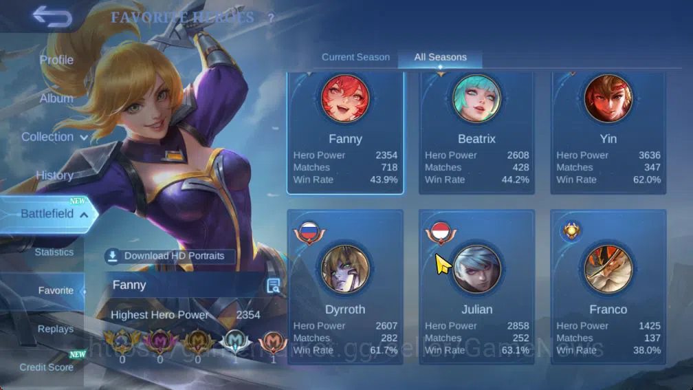 Mobile Legends: Bang Bang Accounts Collector Hero 97|Skin 182|Cloude Prime,LBox Alpha,Cyclops SpogB,Zodiac Selena,LB 5