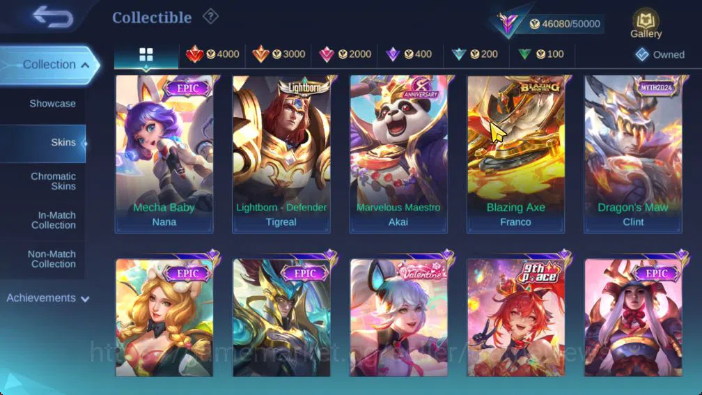 Mobile Legends: Bang Bang Accounts Collector Hero 97|Skin 182|Cloude Prime,LBox Alpha,Cyclops SpogB,Zodiac Selena,LB 8