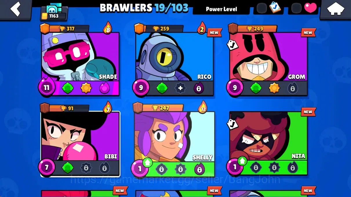 Brawl Stars Accounts Global | 1163 Thropy |19 Brawlers - 1 Max+Hypercha image 5