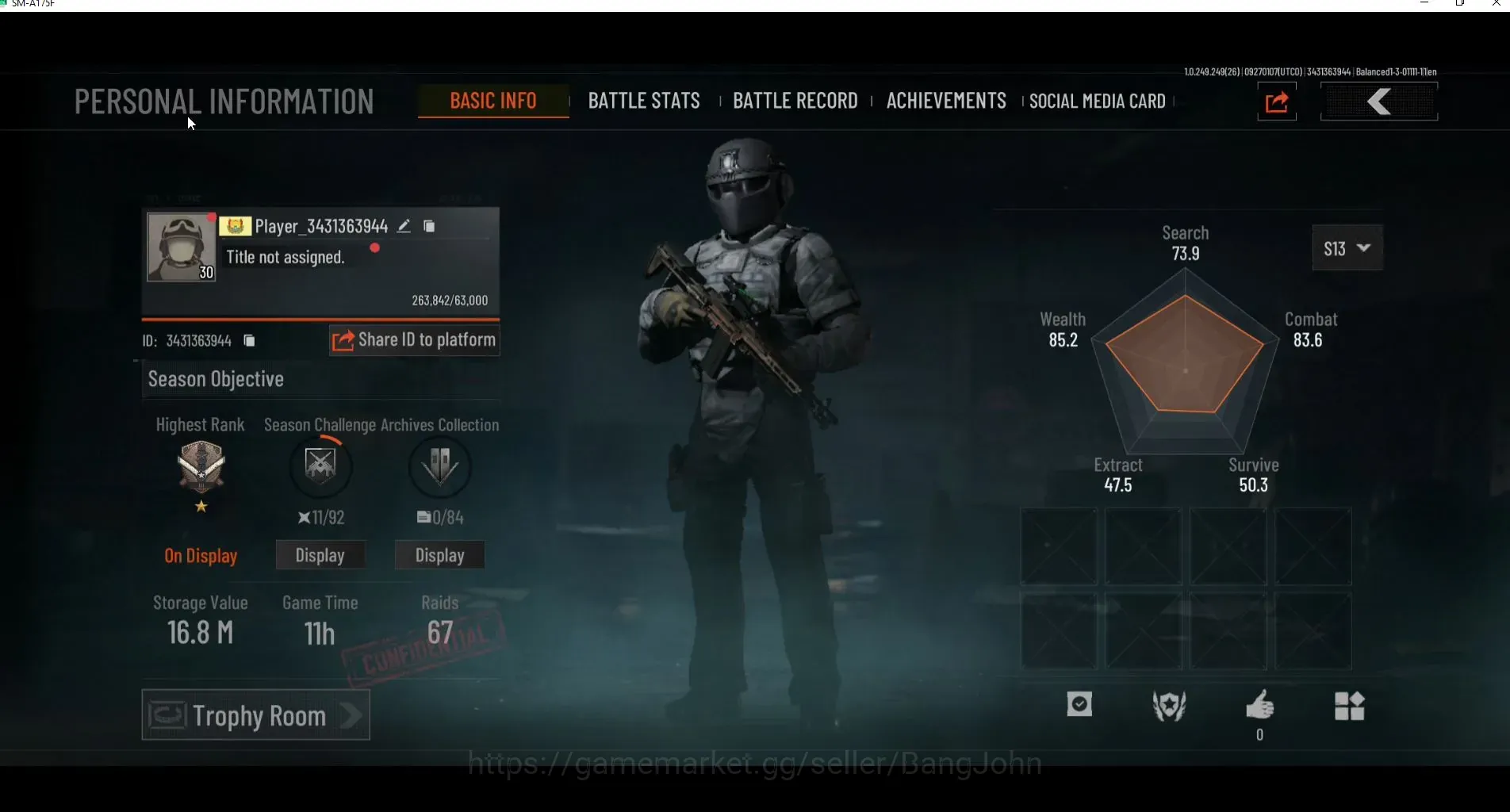 Arena Breakout Accounts High Value Mobile |LV 30| SV 16,8M | CV 15M | OF AKM,BS T951,BD T03,Speed SQB M110 | 2 Name Changing 1