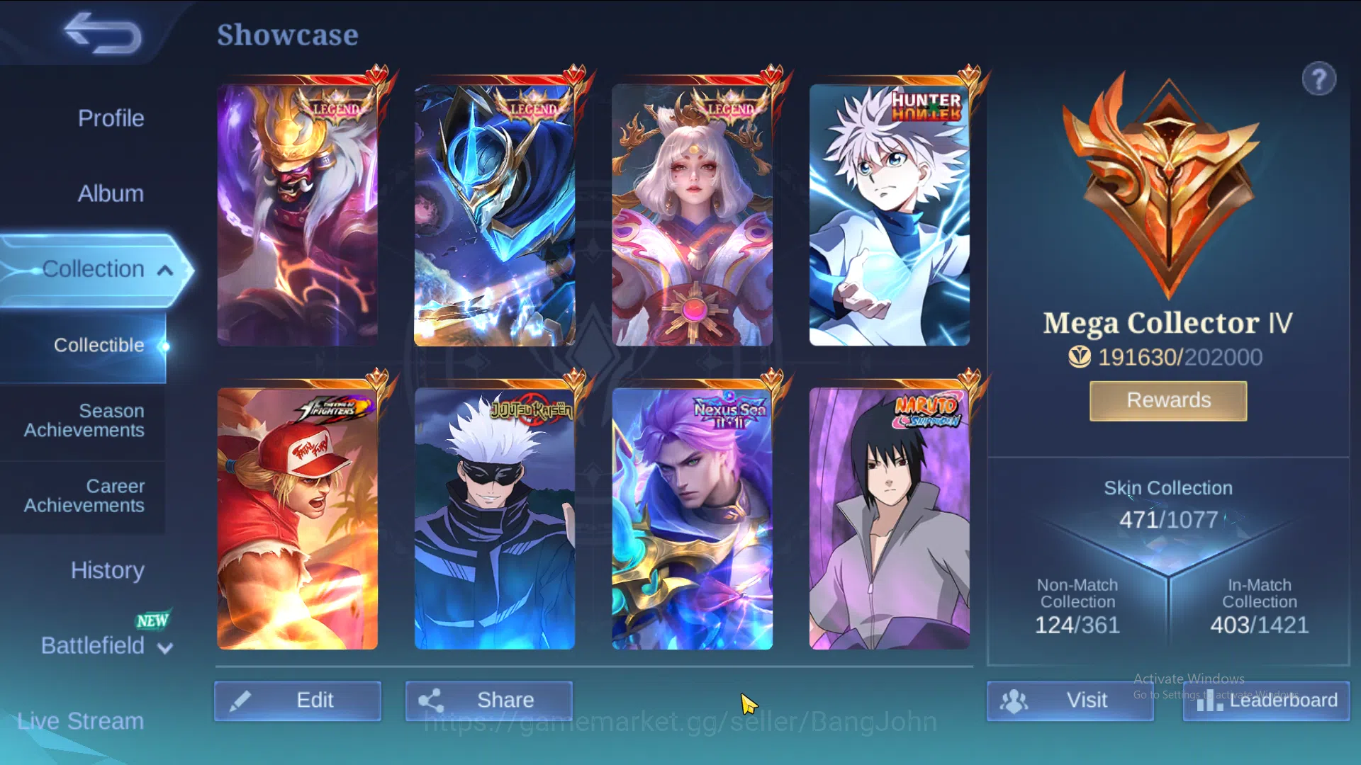 Mobile Legends: Bang Bang Accounts HERO 131 SKIN 471 3 Legend | HXH Harith | KOF Auro image 2