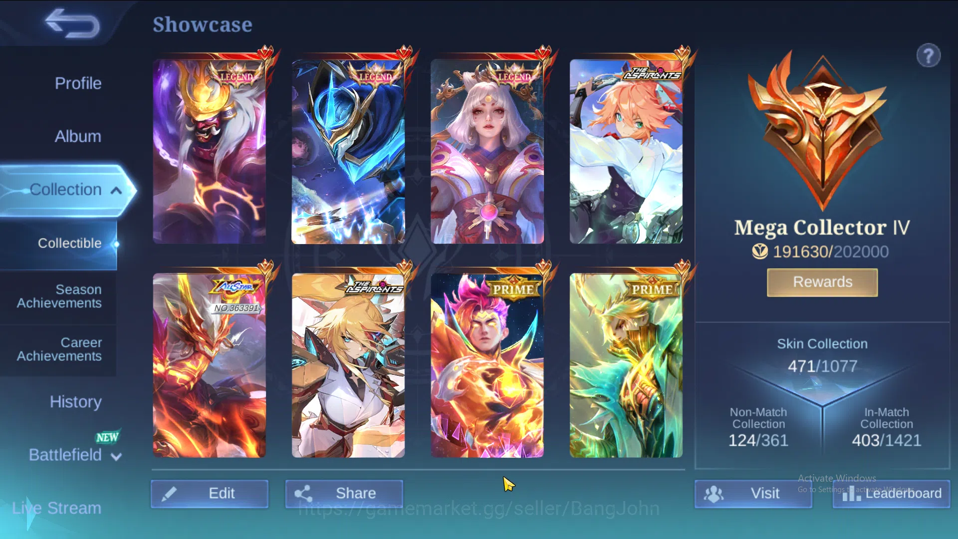 Mobile Legends: Bang Bang Accounts HERO 131 SKIN 471 3 Legend | HXH Harith | KOF Auro image 3