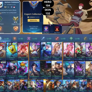Mobile Legends: Bang Bang Accounts Smurf BEST OFFER | HERO 104 | SKIN 132 | VALE NARUTO | CYCLOPS SPONGEBOB | FANNY P.ACE