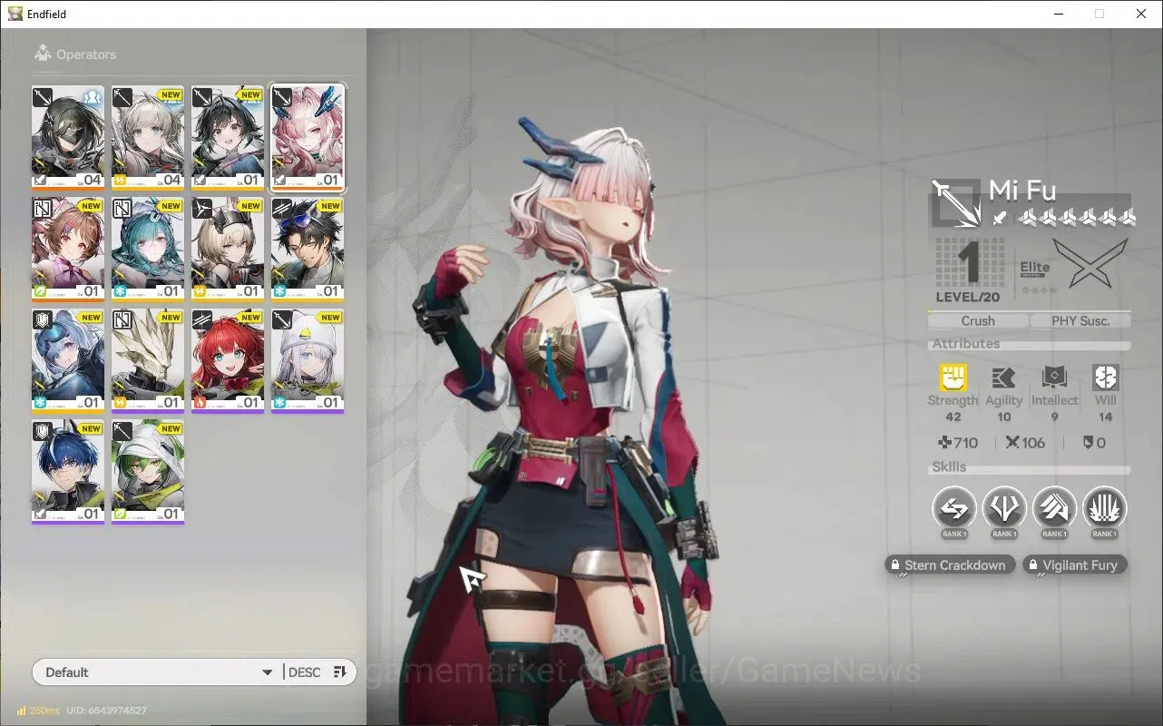 Arknights: Endfield Accounts NA|Lvl 2| 2 SSR 1 Limited + 2(*6 Weapon)| (MI FU)+Sign |Standard Ardelia|1 *6 STD 1