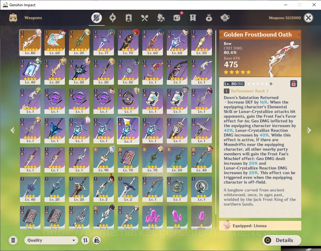 Genshin Impact Accounts ASIA|AR 53|2 Limited+3(*5Wep)|Linnea+Sign,Skirk|MC image 4