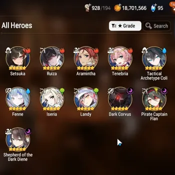 Epic Seven Accounts Starter Global|Unverif|Starter 3ML(Soth Dark Diene, Dar Corvus,PC Flan)|PoH+Bless ON|Theater