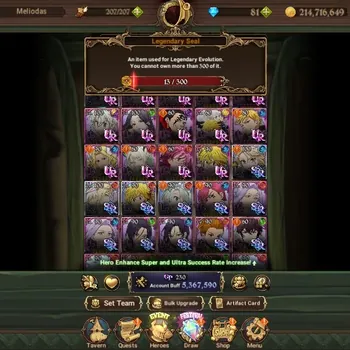 The Seven Deadly Sins: Grand Cross Accounts Endgame Global|5,3M CC|4 LR, 14 UR|Roxy M4/6,L Meli2/6,Brunhild,N