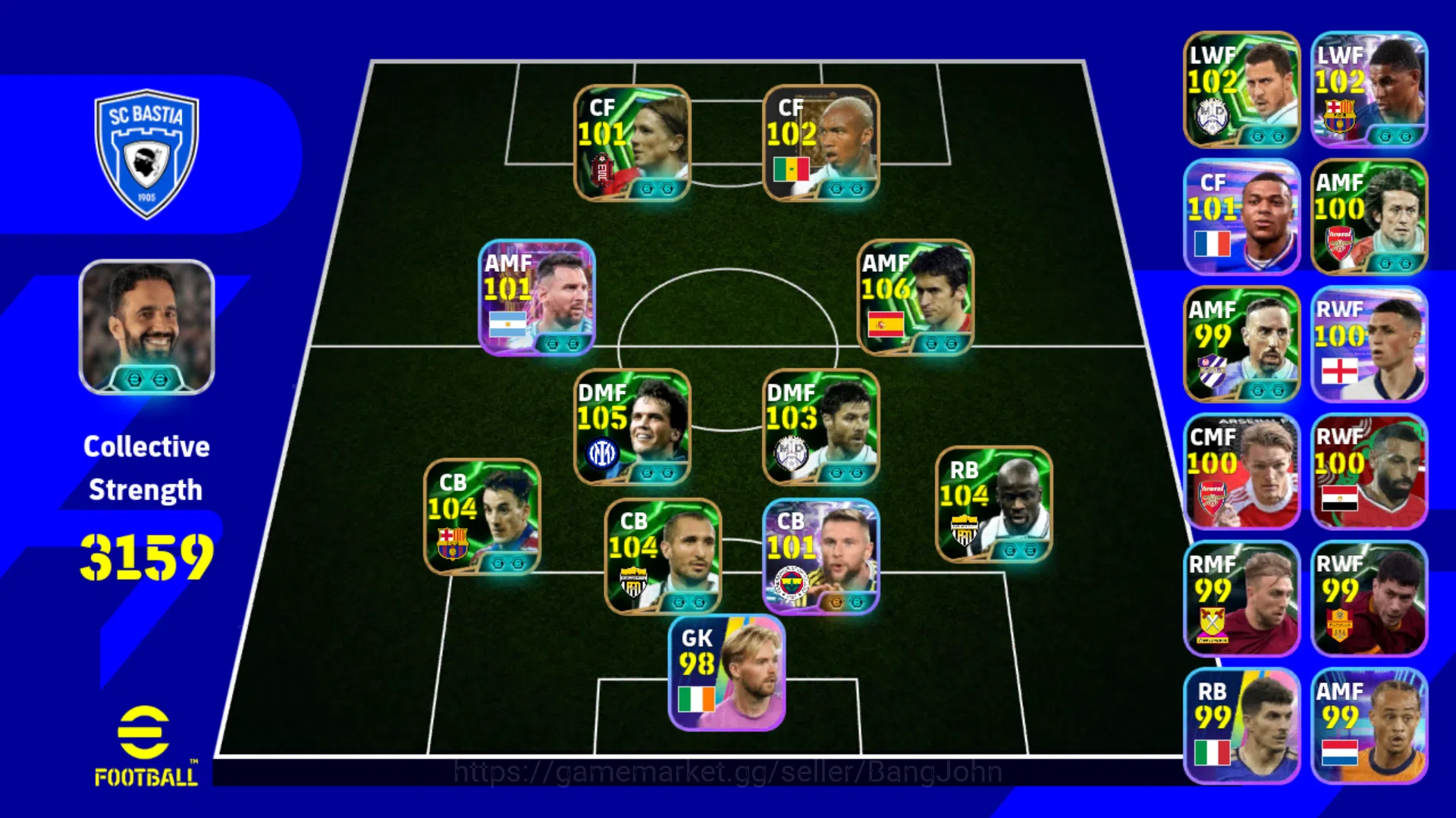 eFootball Accounts Others Power 3159 | Raul Epic DB | Giorgio Chiellini Epic DB | Lilian Thuram Epic DB | Lothar Matthaus