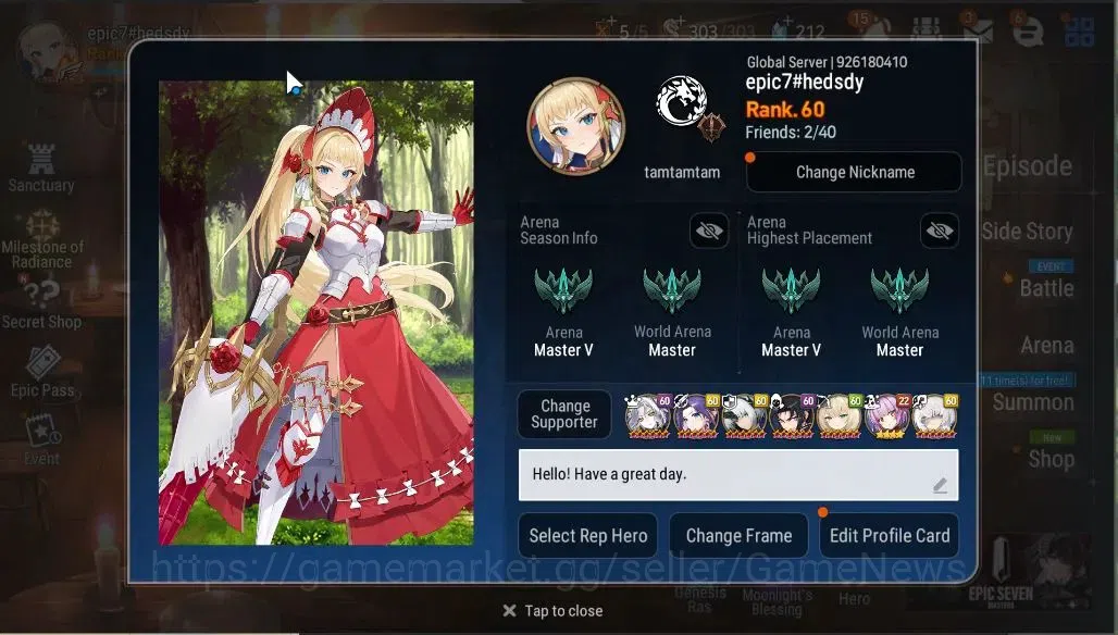Epic Seven Accounts GLOBAL UNVERIF|9 ML(LOT Scales,Eilynav,Belian,RRoa image 2