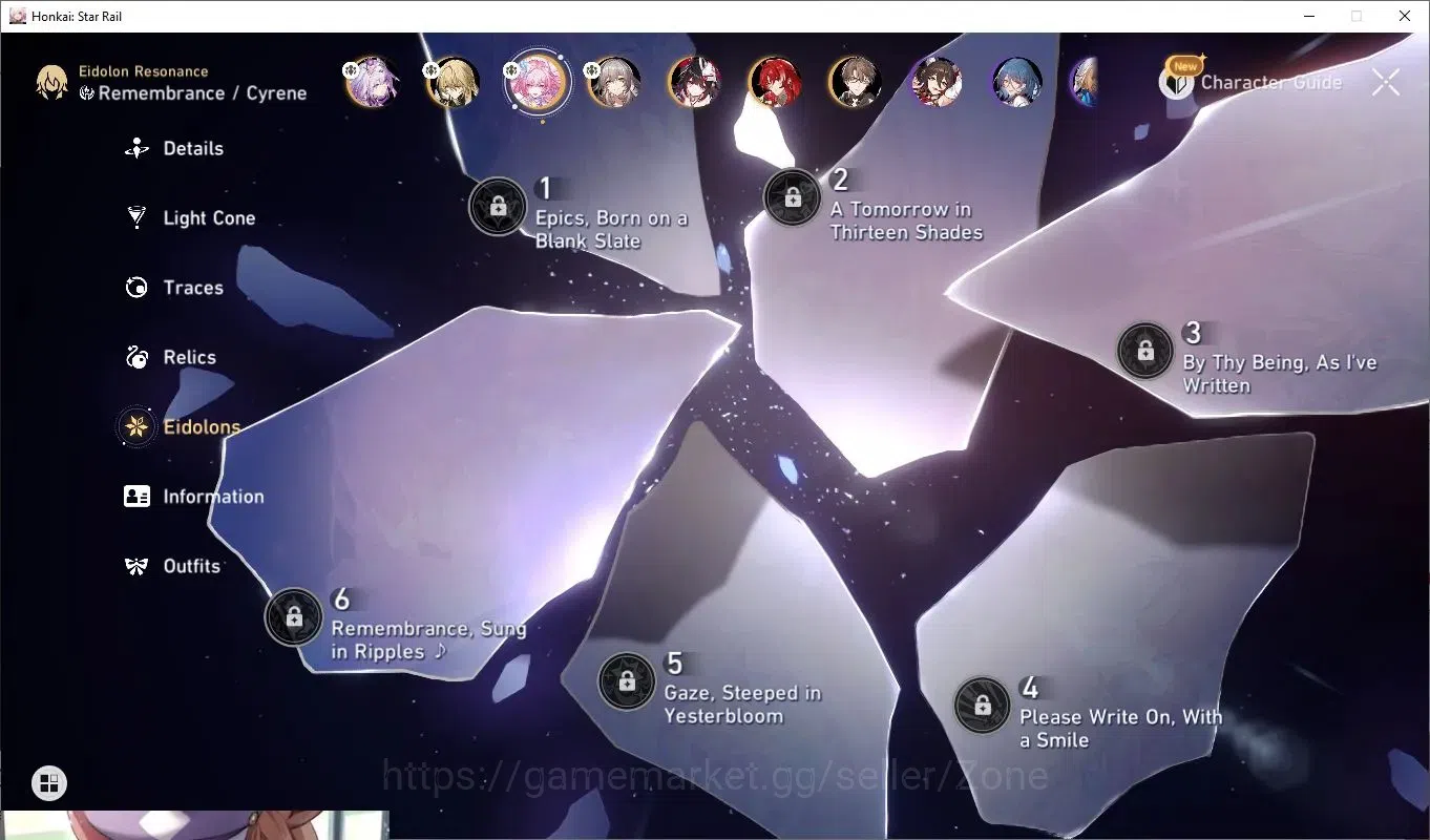 Honkai Star Rail Accounts Others ASIA|TL51|9x 5-star Char incl L70 Castorice, Cyrene, Sparkle|5x 5-star LC incl L70 Memory's 6