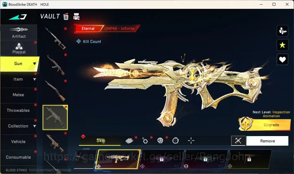 Blood Strike Accounts Collab Skin ASIA | Eternal: UMP45-Infinite|4Limit:AR97,MCX,RPK,MP7|2 Collab:TR/AOT/|9 Ultra Guns|3 1