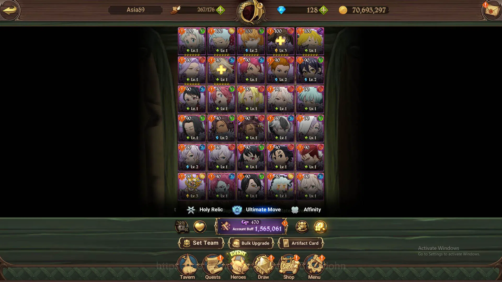 The Seven Deadly Sins: Grand Cross Accounts Others ASIA|1.5M CC|DM 128|UR Skuld2/6,Chaos Arthur,DK Meliodas,etc|Detail Cek 4