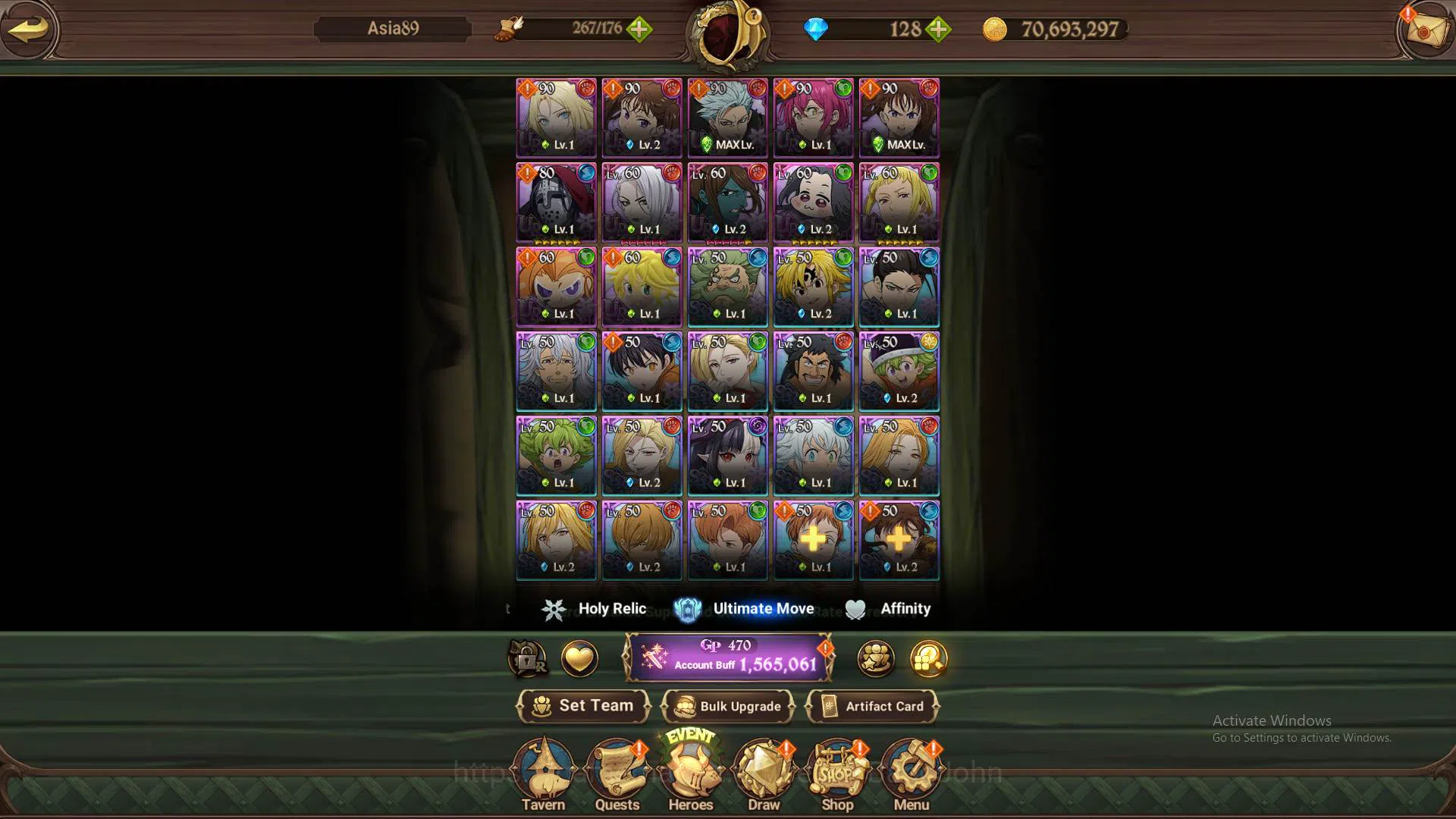 The Seven Deadly Sins: Grand Cross Accounts Others ASIA|1.5M CC|DM 128|UR Skuld2/6,Chaos Arthur,DK Meliodas,etc|Detail Cek 5
