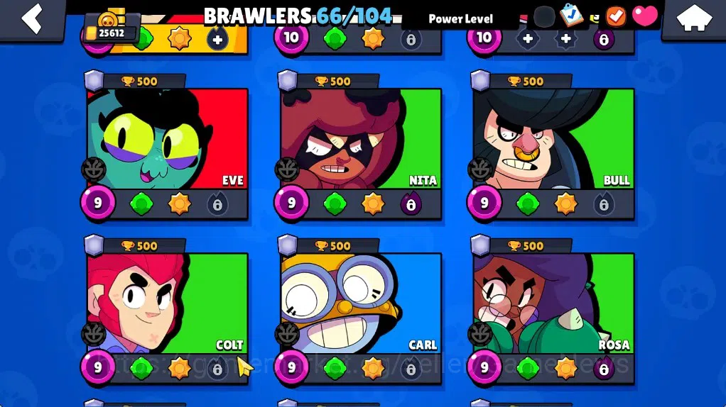 Brawl Stars Accounts 25612 Trophy|66 Brawlers 10 Max|8k Bling 6k PP|2 Legendary (Mecha Crow,Surge Lightyear),4 Mythic,19 10