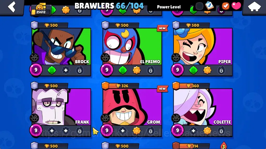 Brawl Stars Accounts 25612 Trophy|66 Brawlers 10 Max|8k Bling 6k PP|2 Legendary (Mecha Crow,Surge Lightyear),4 Mythic,19 11