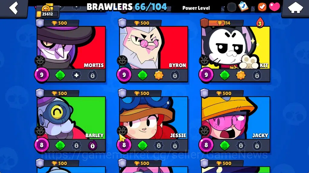Brawl Stars Accounts 25612 Trophy|66 Brawlers 10 Max|8k Bling 6k PP|2 Legendary (Mecha Crow,Surge Lightyear),4 Mythic,19 12
