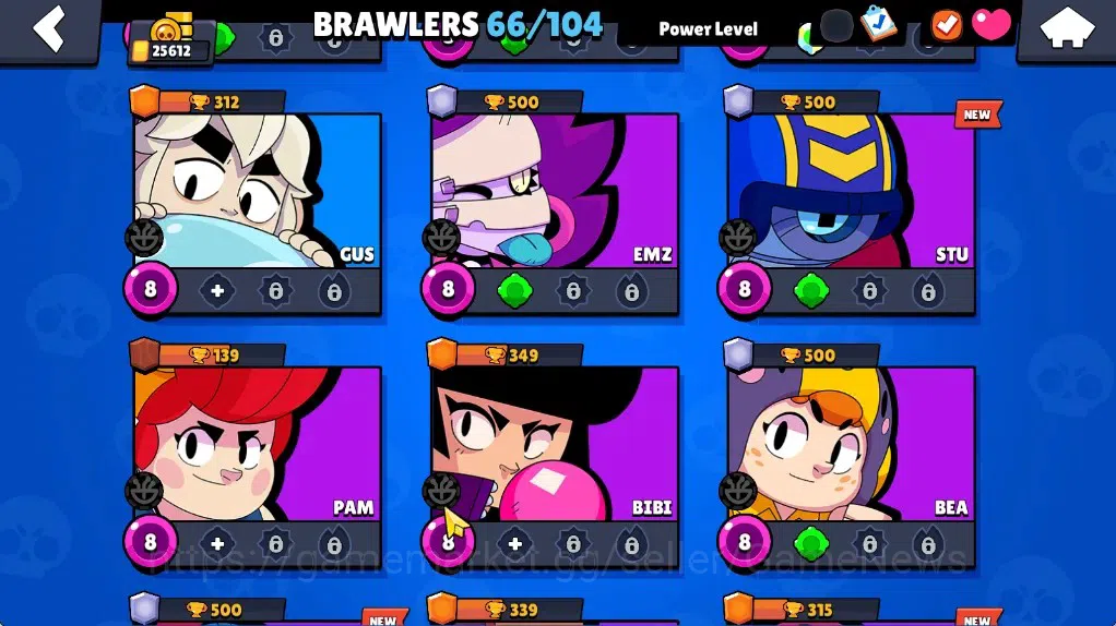 Brawl Stars Accounts 25612 Trophy|66 Brawlers 10 Max|8k Bling 6k PP|2 Legendary (Mecha Crow,Surge Lightyear),4 Mythic,19 14