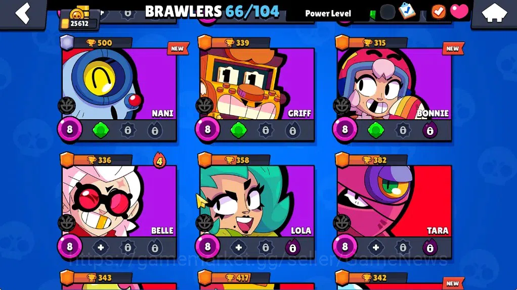 Brawl Stars Accounts 25612 Trophy|66 Brawlers 10 Max|8k Bling 6k PP|2 Legendary (Mecha Crow,Surge Lightyear),4 Mythic,19 15