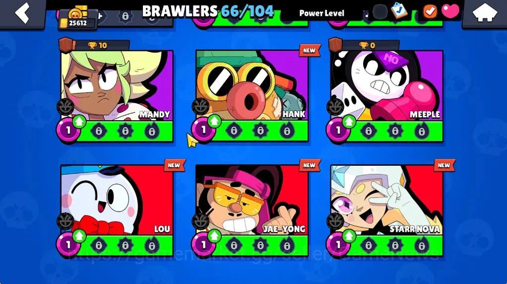 Brawl Stars Accounts 25612 Trophy|66 Brawlers 10 Max|8k Bling 6k PP|2 Legendary (Mecha Crow,Surge Lightyear),4 Mythic,19 18