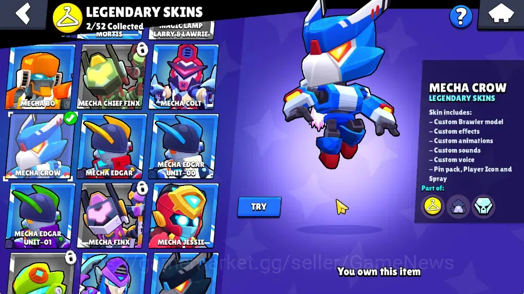 Brawl Stars Accounts 25612 Trophy|66 Brawlers 10 Max|8k Bling 6k PP|2 Legendary (Mecha Crow,Surge Lightyear),4 Mythic,19 19