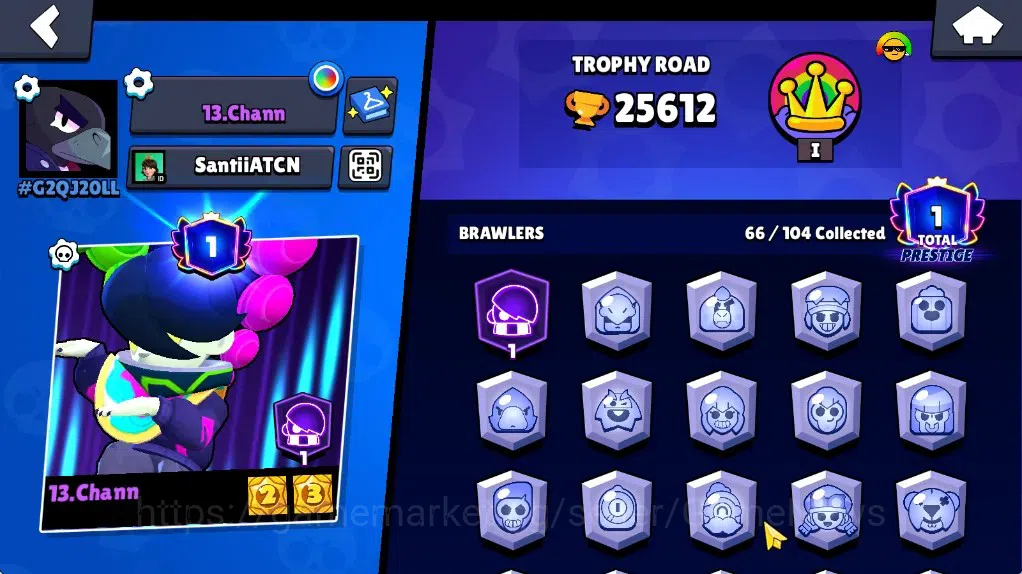 Brawl Stars Accounts 25612 Trophy|66 Brawlers 10 Max|8k Bling 6k PP|2 Legendary (Mecha Crow,Surge Lightyear),4 Mythic,19 2