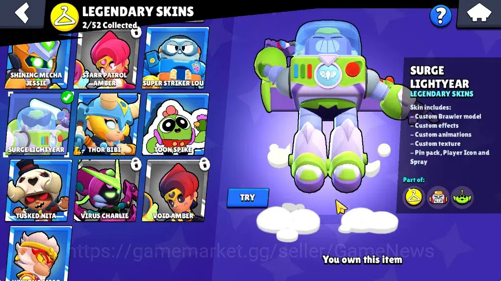 Brawl Stars Accounts 25612 Trophy|66 Brawlers 10 Max|8k Bling 6k PP|2 Legendary (Mecha Crow,Surge Lightyear),4 Mythic,19 20