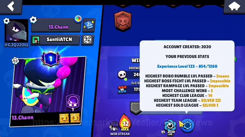 Brawl Stars Accounts 25612 Trophy|66 Brawlers 10 Max|8k Bling 6k PP|2 Legendary (Mecha Crow,Surge Lightyear),4 Mythic,19 4