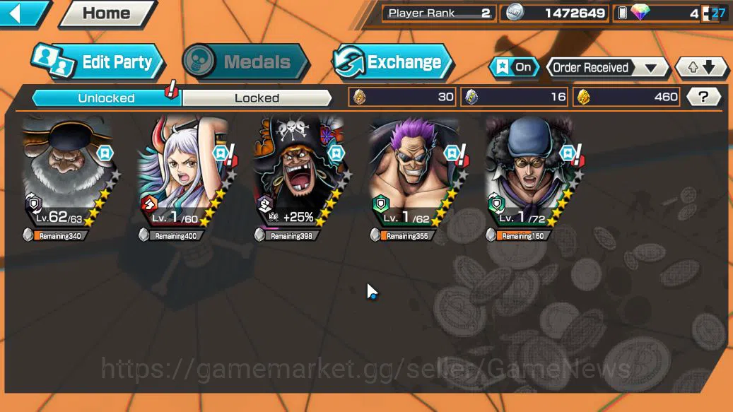One Piece Bounty Rush Accounts Starter Global|5 EX|T5E St.Jaygarcia,TFE Marshal D.Teach,Kaido'Son Yamato,Blackbeard 3