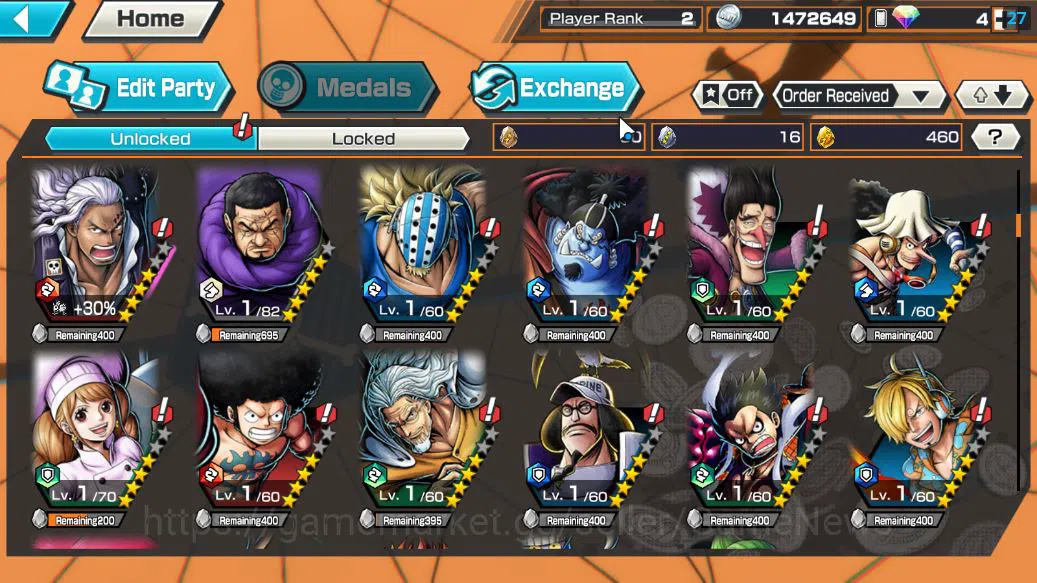 One Piece Bounty Rush Accounts Starter Global|5 EX|T5E St.Jaygarcia,TFE Marshal D.Teach,Kaido'Son Yamato,Blackbeard 6