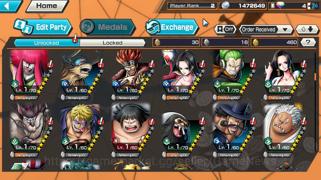 One Piece Bounty Rush Accounts Starter Global|5 EX|T5E St.Jaygarcia,TFE Marshal D.Teach,Kaido'Son Yamato,Blackbeard 7