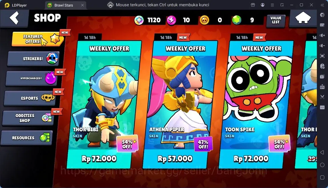Brawl Stars Accounts Global |11 Brawler|1 Max Hypercharge(Shelly)|1120 Bling|9 Gems|1 Epic Skins,1 Mythic Skins| ProtectOff 4